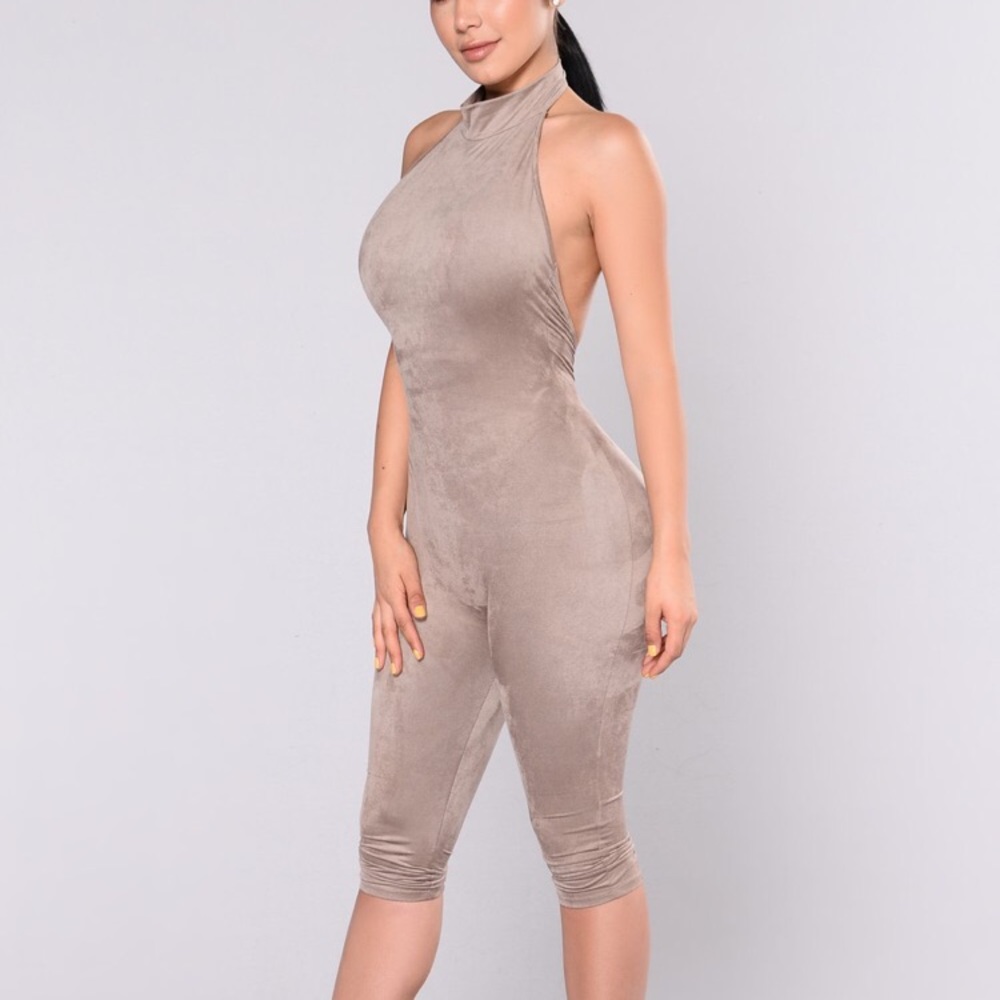 Taupe suede jumpsuit